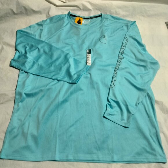Carhartt Mens Force Sun Defender Lightweight Long Sleeve T-Shirt Blue 3XL TK6164 - Picture 1 of 5